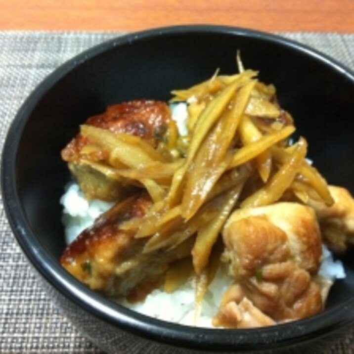 鶏肉とつくねの照り焼き丼